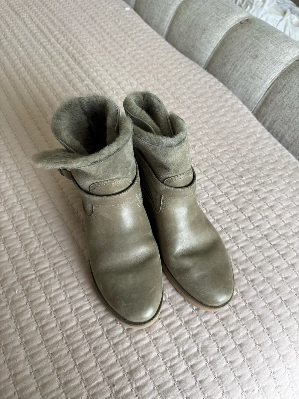 UGG Olive Green Shearling Cuff Boots